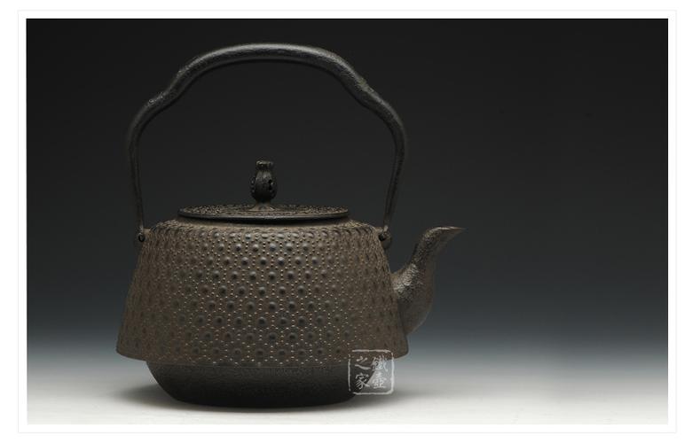 南部鐵器霰形龜甲紋尾垂鐵壺