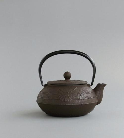 日本進口 南部鐵器 巖鑄600毫升 銀杏圖急須泡茶鐵壺